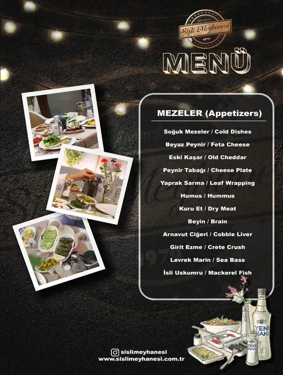 İstanbul Şişli Meyhanesi Meze Menüsü